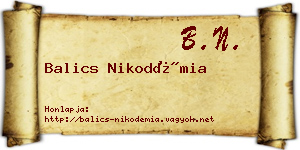 Balics Nikodémia névjegykártya